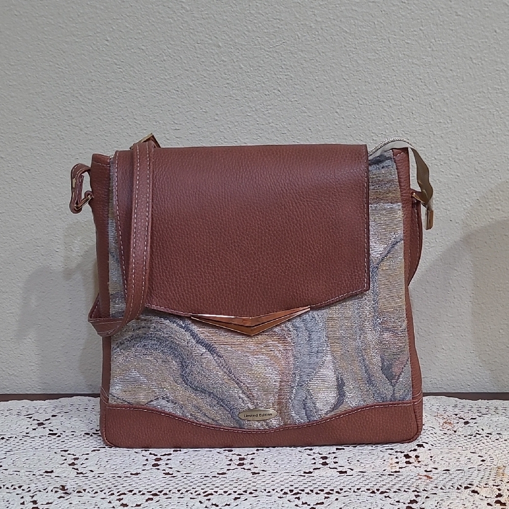 Handmade Brown and Multicolor Crossbody Bag